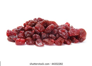 Isolated Dried Cherries On A White Background