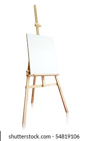 Isolated Easel With Empty Canvas
