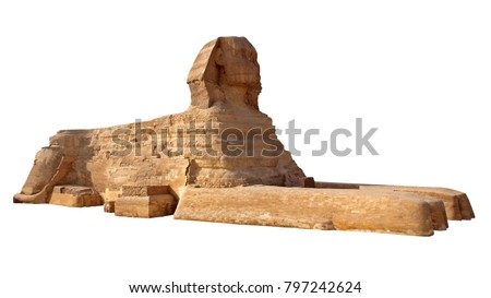 Isolated Egypt Sphinx on a white background.