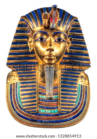 Isolated egyptian Tutankhamun's burial mask