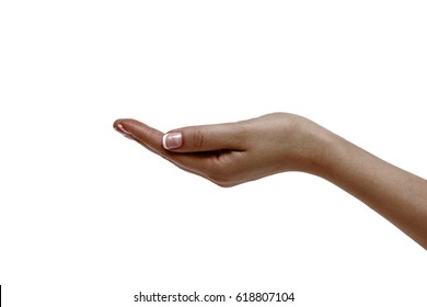 Isolated Empty African Female Hand On White Background.