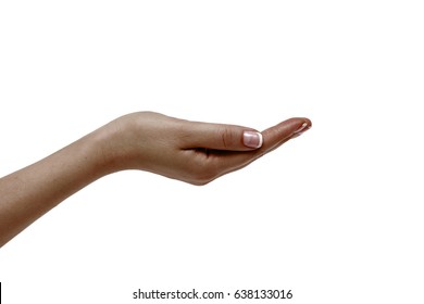 Isolated empty african female hand on white background.