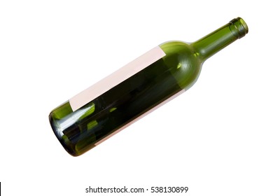 Isolated  empty wine bottle on a white background