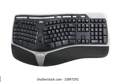 Isolated Ergonomic Keyboard Shot Over White Background