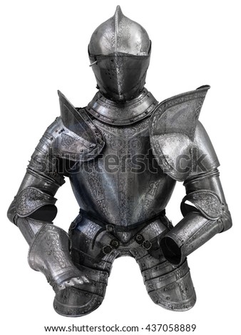 Isolated European Medieval Suit Of Armour (Armor) With Helmet