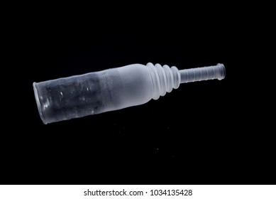 isolated external condom catheter used in patient care or for incontinent patient on the black background
