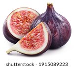 Isolated fig. Whole fig fruit and slice fig on white background with clipping path. High End Retouching