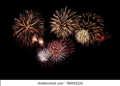 Isolated Fireworks On Black Background 