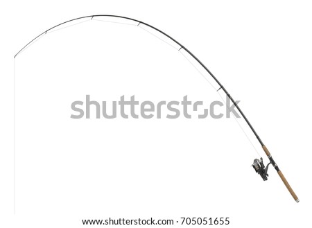 isolated fishing pole in white back