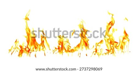 Isolated flame clusters on a white background are ideal for digital art, design, and visual effects, especially perfect for energy explosion scenes.