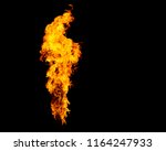 Isolated flame column. Narrow fire goes from flamethrower