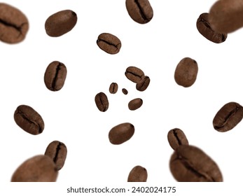 Isolated flying coffee beans on white background - Powered by Shutterstock