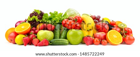 Isolated fresh fruits and vegetables