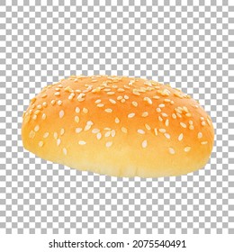 Isolated fresh half bun with transparent background.