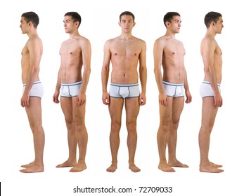 Isolated Full Length Studio Shot Of Young Athlete Man In Underwear