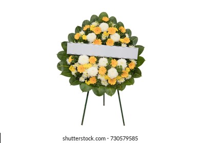 Isolated Funeral Wreath On White Background