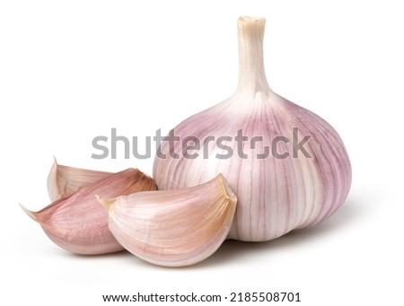 Isolated garlic. Raw garlic isolated on white background, cut out, clipping path