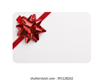 Isolated Gift Card With Red Bow
