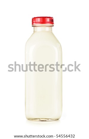 Isolated glass bottle of nutritious white milk