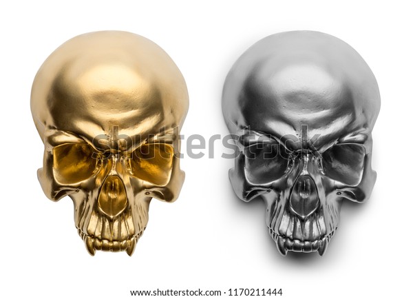 Isolated Gold Silver Skull On White Stock Photo (Edit Now) 1170211444