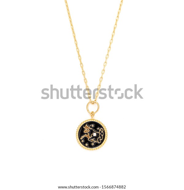 Isolated Gold Zodiac Sign Necklace 