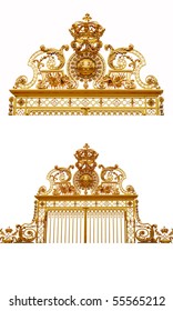 Isolated Golden Gates To Versailles Castle,France.