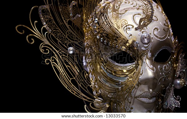 Isolated Golden Mask On Black Background Stock Photo 13033570 ...