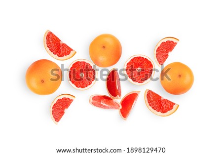 isolated grapefruit composition on white background, flat lay. High quality photo