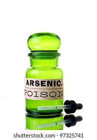  Isolated Green Bottle With Arsenic Label.