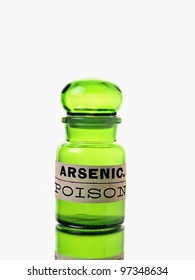  Isolated Green Bottle With Arsenic Label.