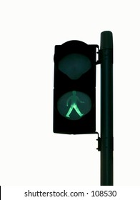 Isolated Green Man In Traffic Light