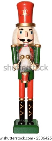 Isolated green nutcracker drummer side view