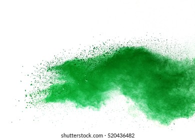 Isolated Green Powder On A White Background