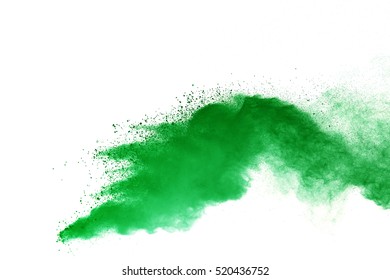 Isolated Green Powder On A White Background