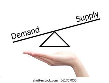 Isolated Hand With Demand Supply Concept