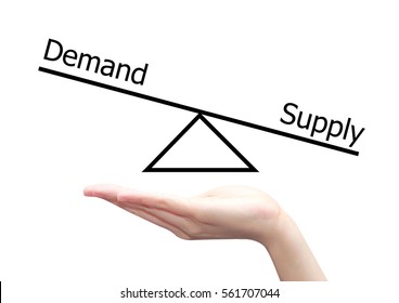 Isolated Hand With Demand Supply Concept