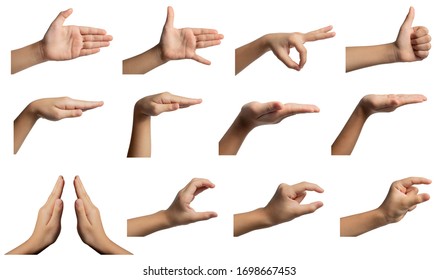 Isolated hand gestures and signals from Asian female child hand, multiple options. Includes clipping path. - Powered by Shutterstock