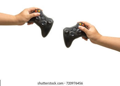 Isolated Hand Holding Joystick.