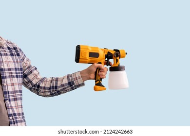 Isolated Hand Holding A Spray Paint Gun, Template Mockup