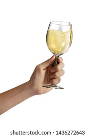 Isolated Hand Holding Wine Glass Toasting