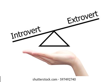 Isolated Hand With Introvert And Extrovert  Concept