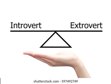 Isolated Hand With Introvert And Extrovert  Concept