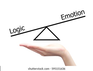 Isolated Hand With Left Right Brain Concept Of Logic And Emotion