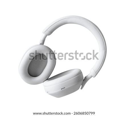 Isolated Headset On White Wireless Background, Modern Ear Lifestyle Design, Technology For Music, Digital Communication And Microphone, DJ Audio Equipment Product Display And Electronic Device Concept