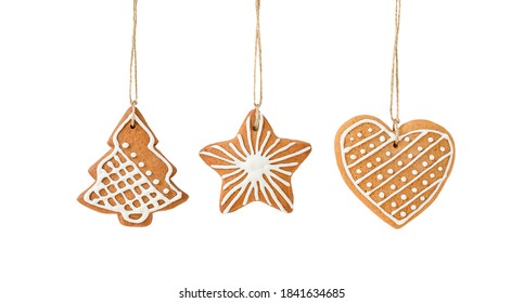 Isolated holiday Christmas hanging gingerbread cookies - Powered by Shutterstock