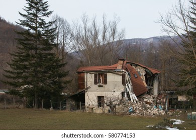 Isolated House Destroyed By Powerful Earthquake Of Amatrice, Lazio, Italy