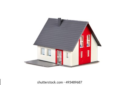 Isolated house symbol  red white grey roof model - Powered by Shutterstock