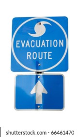 Isolated Hurricane Evacuation Route Sign.  Clipping Path Included.