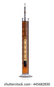 Isolated hydrometer measuring gravity of beer