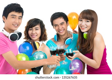 Isolated Image Of Happy Friends Gathering Together At The Party